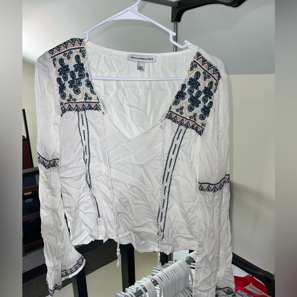 white Abercrombie and Fitch Long Sleeve